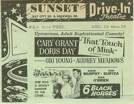 Sunset Drive-In Theatre - Sunset Ad August 1962